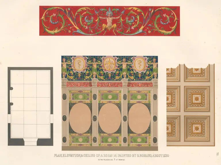 Gruner, Ludwig, Specimens of Ornamental Art, Plan, Elevation & Ceiling of a Room