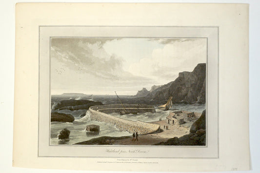 Engraving of Hartland Pier North Devon, William Daniell, 1814