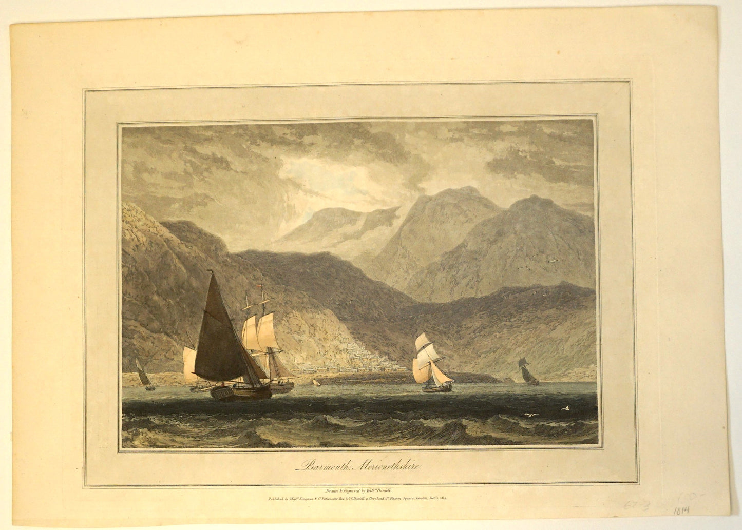 Engraving of Barmouth Merionetshire, William Daniell, 1814