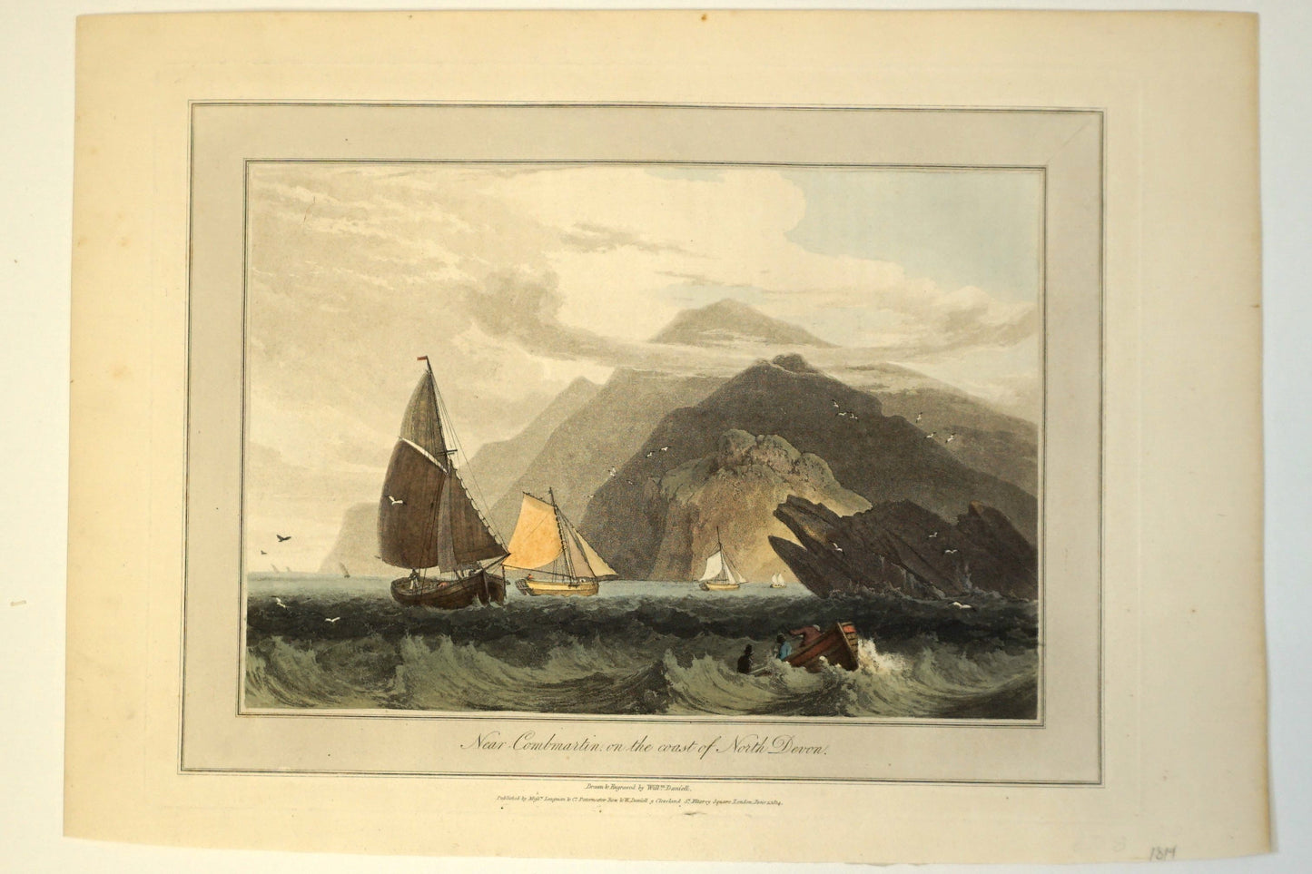 Engraving for Near Combmartin on the Coast of North Devon, William Daniell, 1814