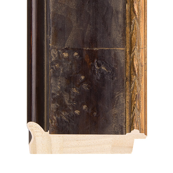 Ebony Distressed Veneer Panel W/Gold Embossed Lip