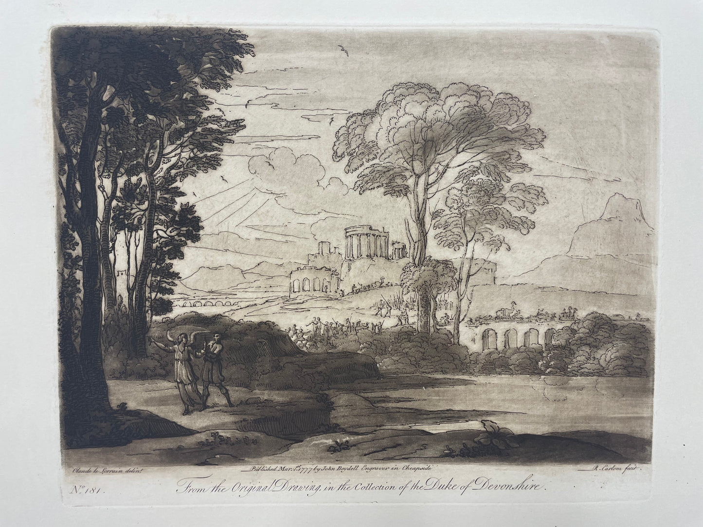 From the Original Drawing in the Collection of The Duke of Devonshire, Claude Lorrain, c.1777