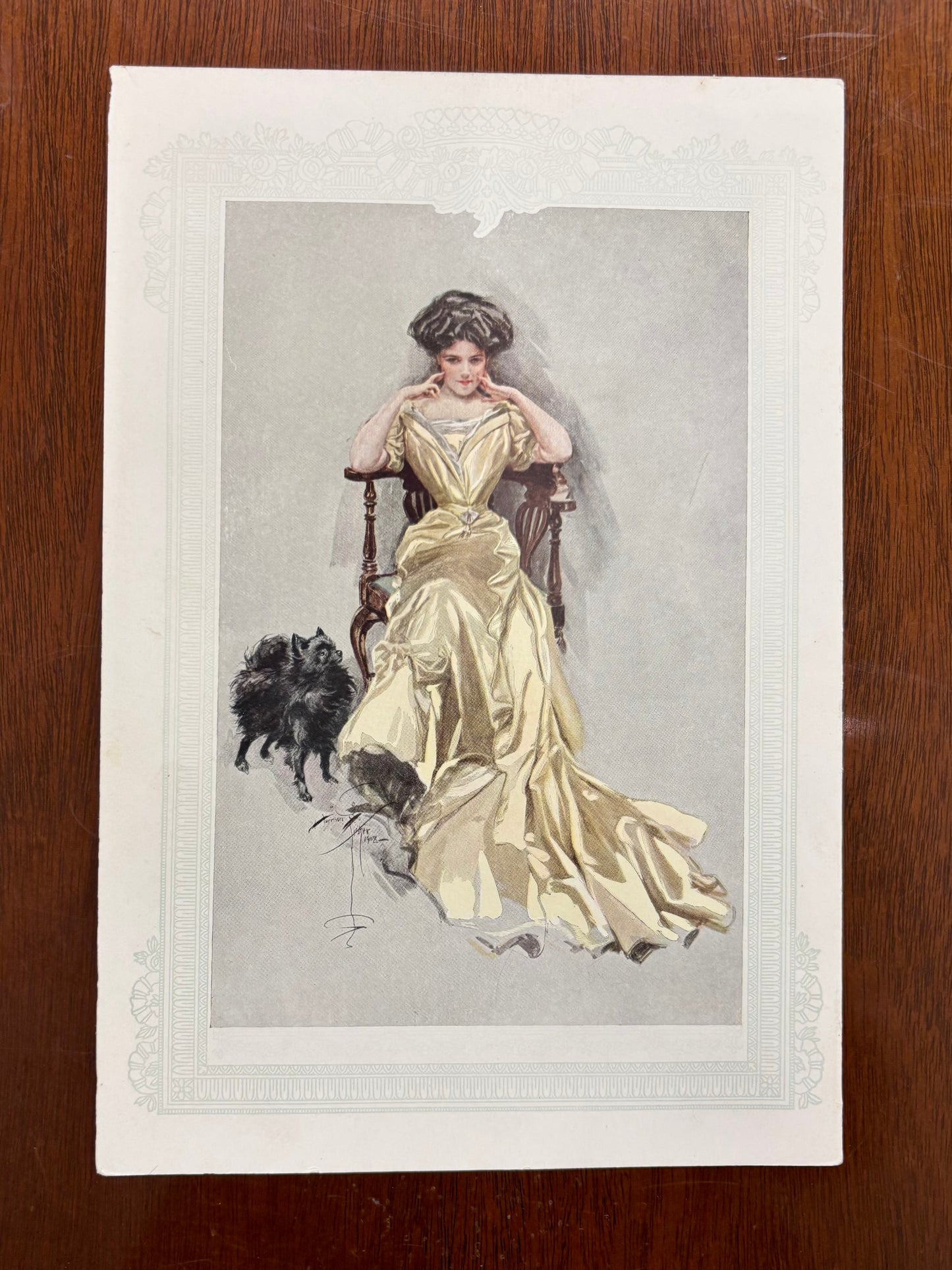 Seated Girl with Dog by Harrison Fisher
