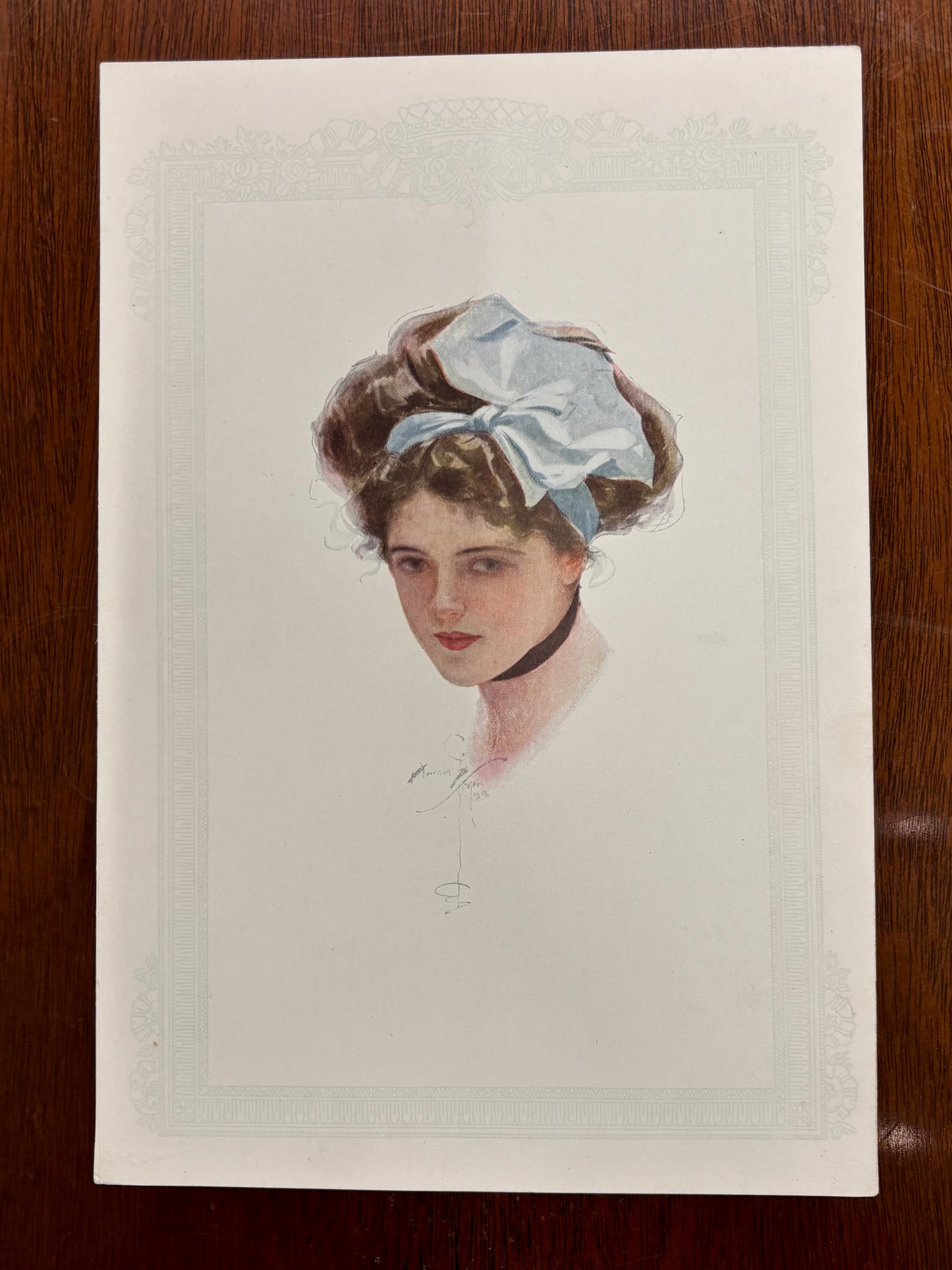 Girl with Blue Bow by Harrison Fisher