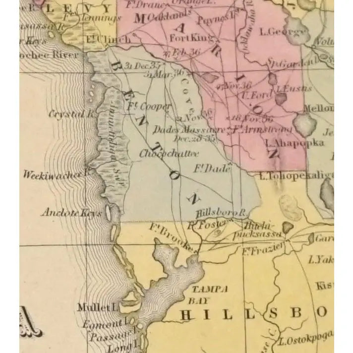 Original Antique Map of Florida,(USA), C.1800