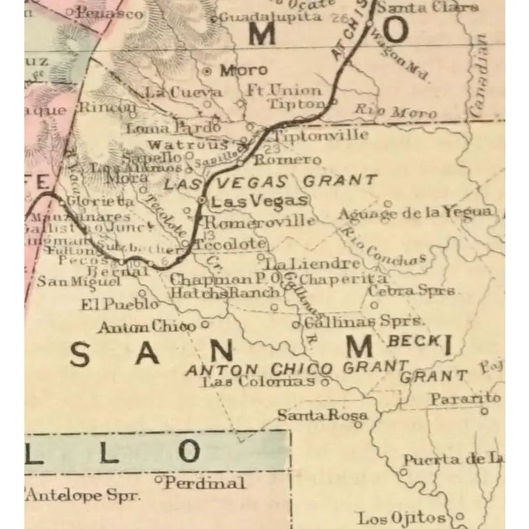Original Antique Map of New Mexico,(USA), C. 1881
