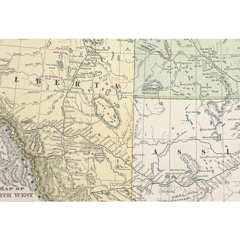 Original Antique Map of North West Territories