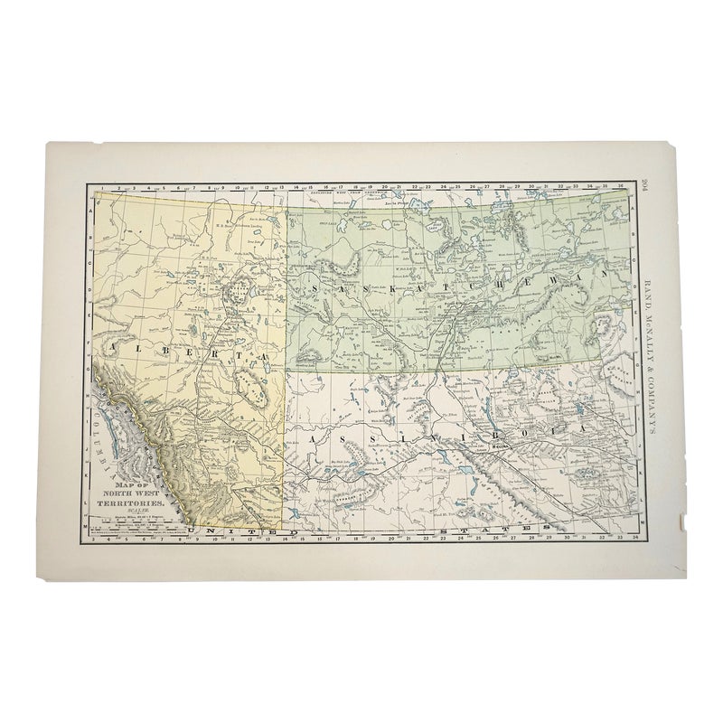 Original Antique Map of North West Territories