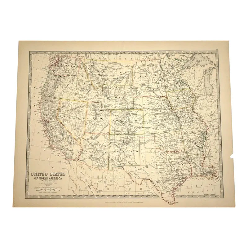 Original Antique Map of the Western States c.1800