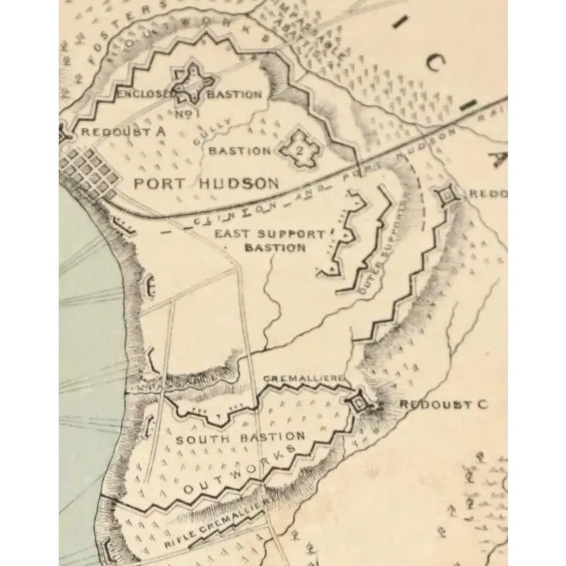 Original Antique Map of Vicksburg,(USA),C. 1800