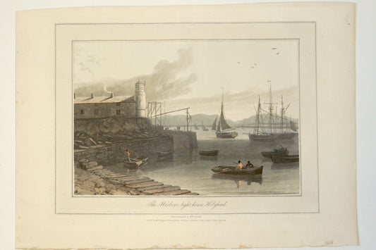 Engraving of The Harbour Lighthouse Holyhead, William Daniell, 1814