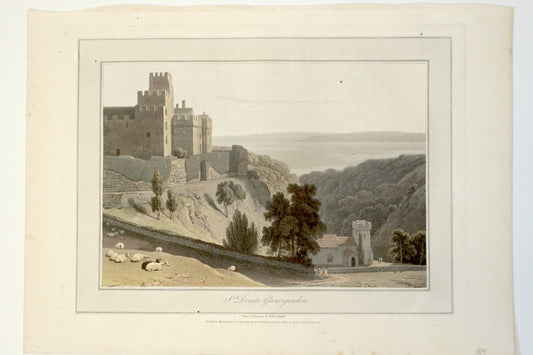 Engraving of St. Donats Glamorganshire, William Daniell, 1814