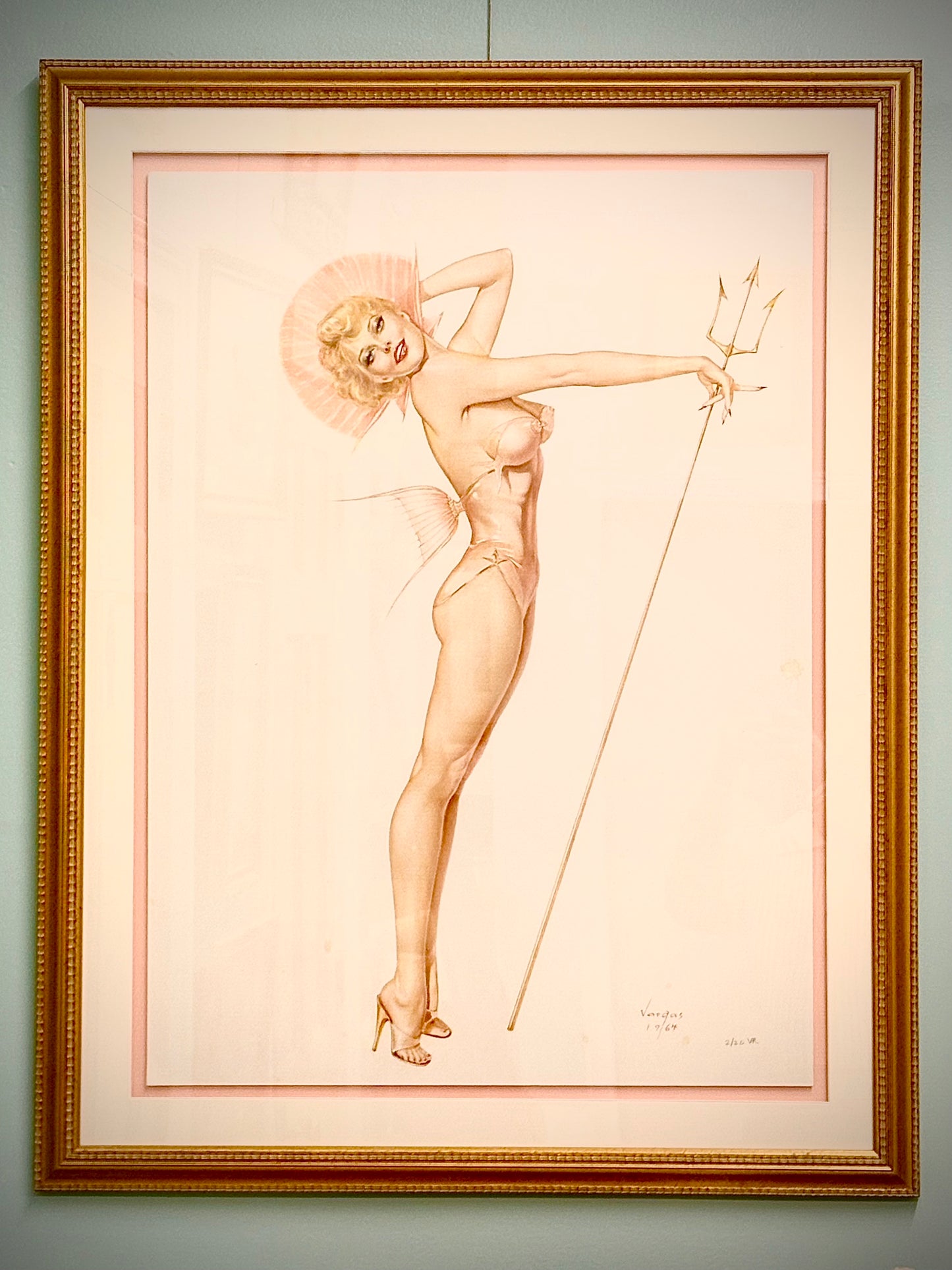 Vargas Pin-up Girl with Trident, Ltd Ed., Framed