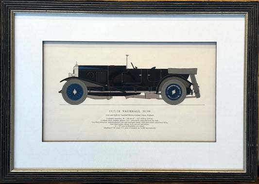 1927/28 Vauxhall, Vintage Sports Car Print, 1961, Framed