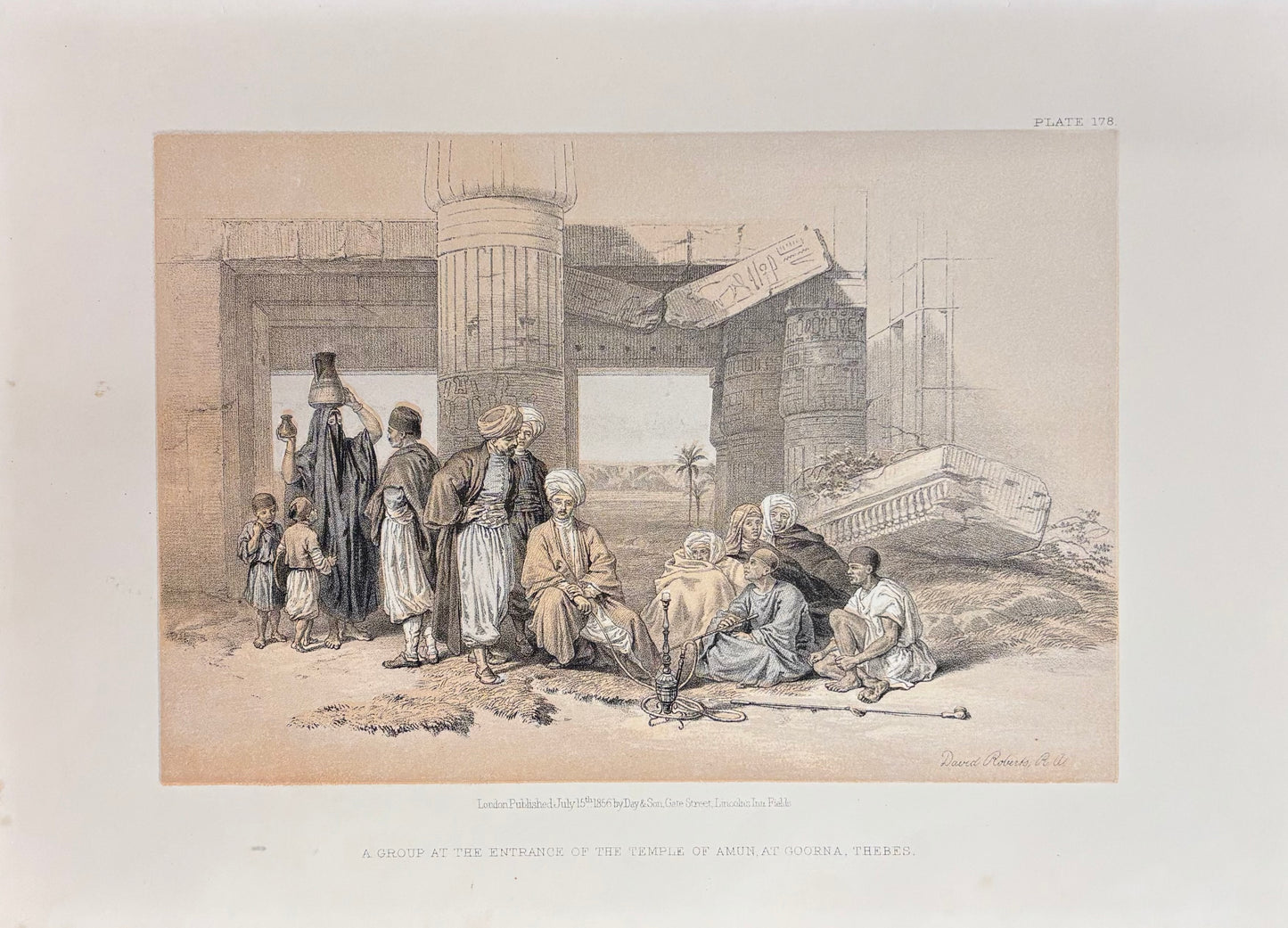 A Group at the Entrance of the Temple of Amun at Goorna, Thebes by David Roberts