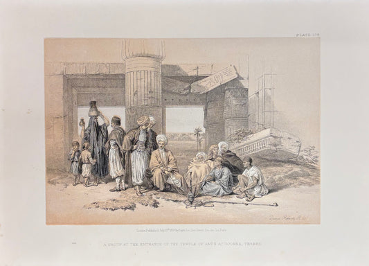 A Group at the Entrance of the Temple of Amun at Goorna, Thebes by David Roberts
