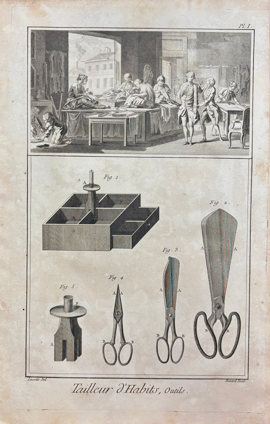 Plate I, Tailor of Clothes, Tools by Louis-Jacques Goussier
