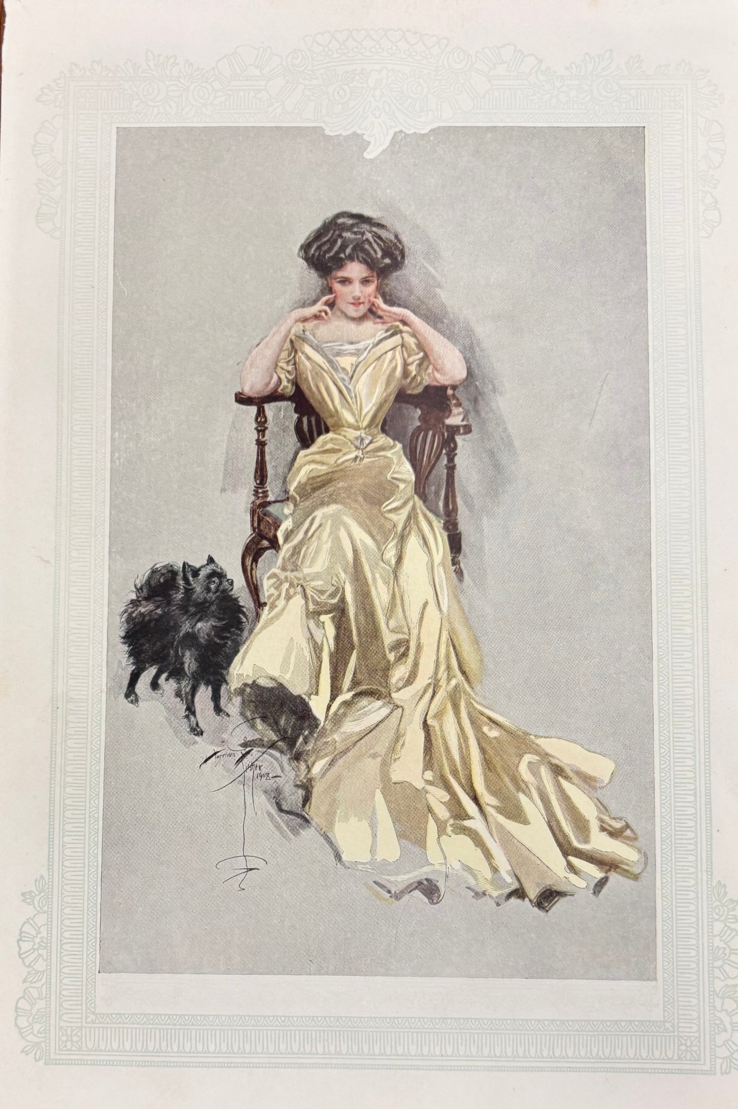 Seated Girl with Dog by Harrison Fisher