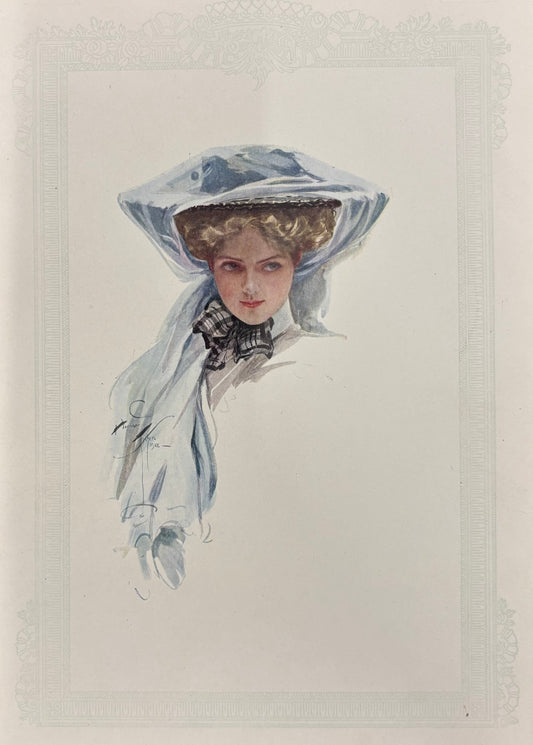 Girl in Blue Bonnet by Harrison Fisher