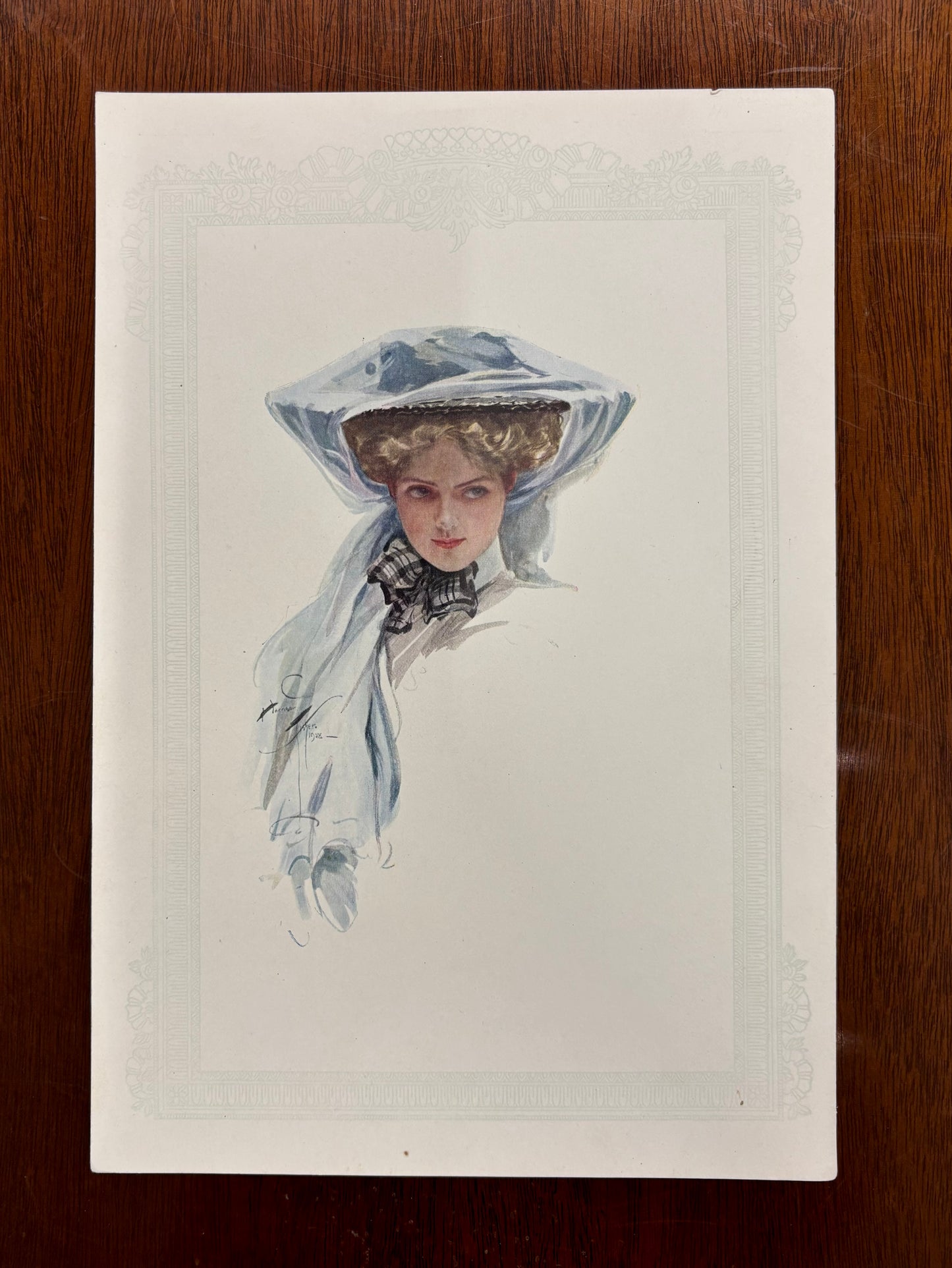 Girl in Blue Bonnet by Harrison Fisher