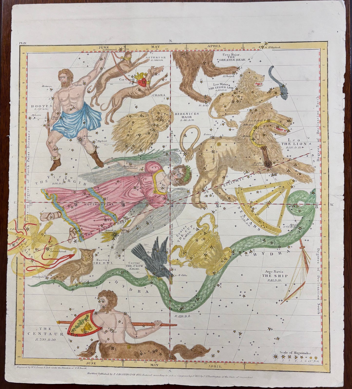 Plate IV in the Atlas Designed to Illustrate Burritt’s Geography of the Heavens, by Elijah Hinsdale Burritt