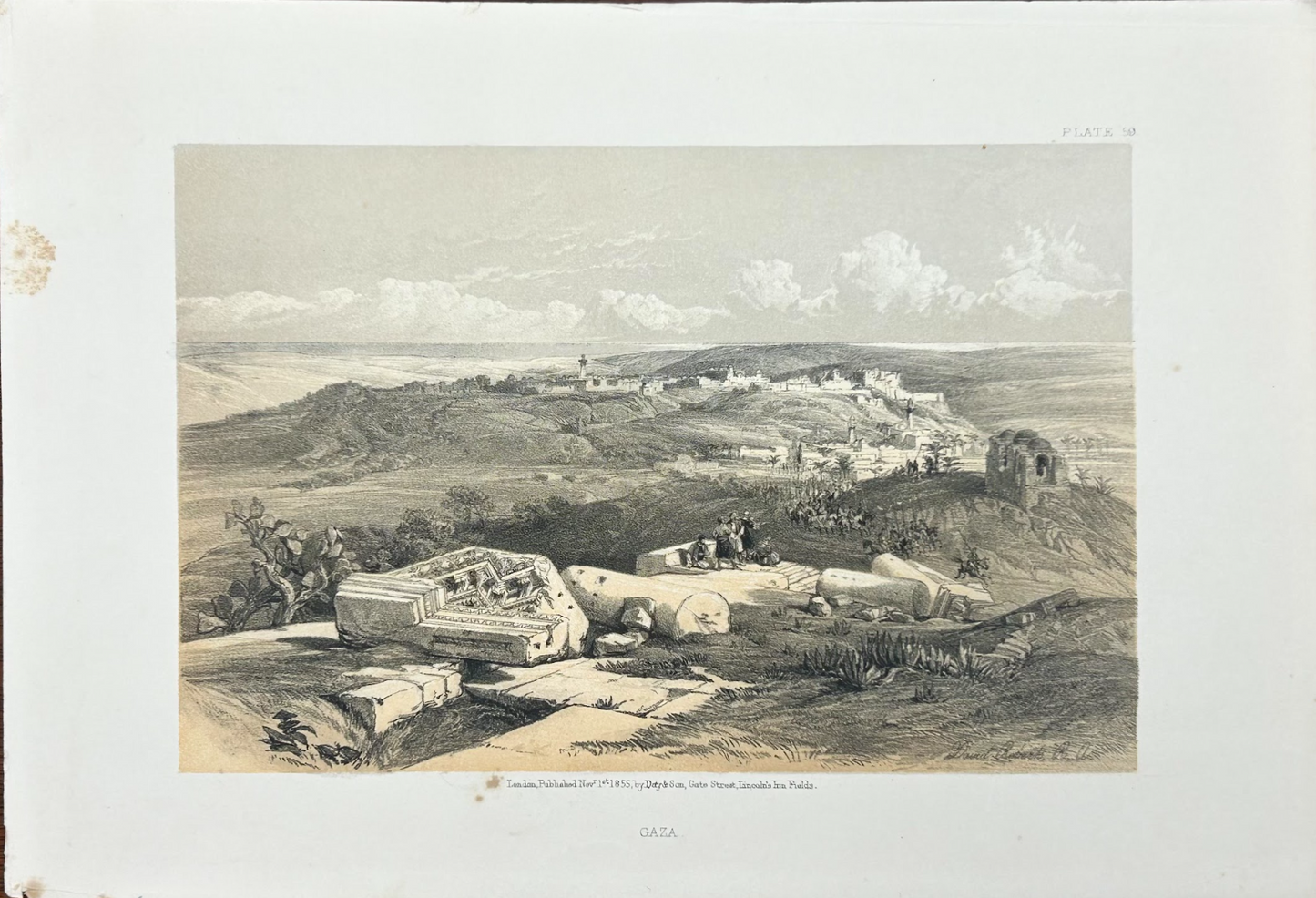 Hand Colored Engraving by Roberts, Gaza, Plate 59