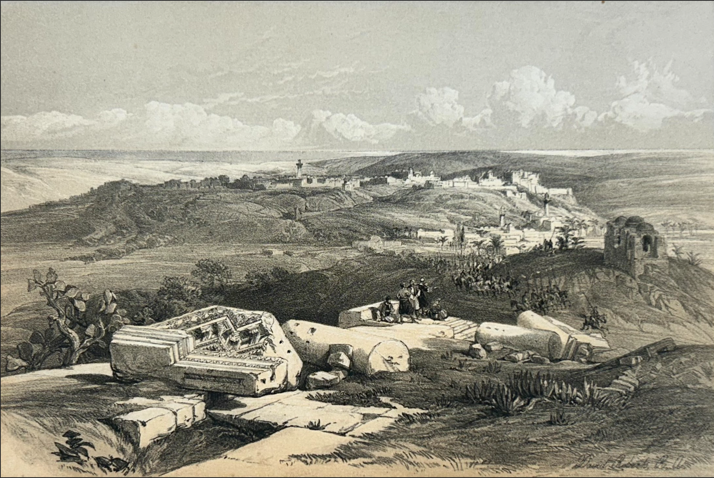Hand Colored Engraving by Roberts, Gaza, Plate 59