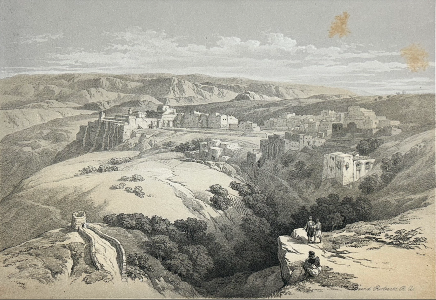 Hand Colored Engraving by Roberts, Bethlehem, Plate 85