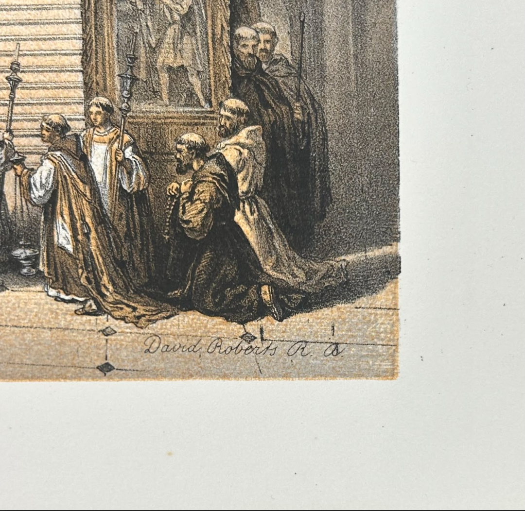 Hand Colored Engraving by Roberts, Church of the Annunciation, Nazareth, Plate 32