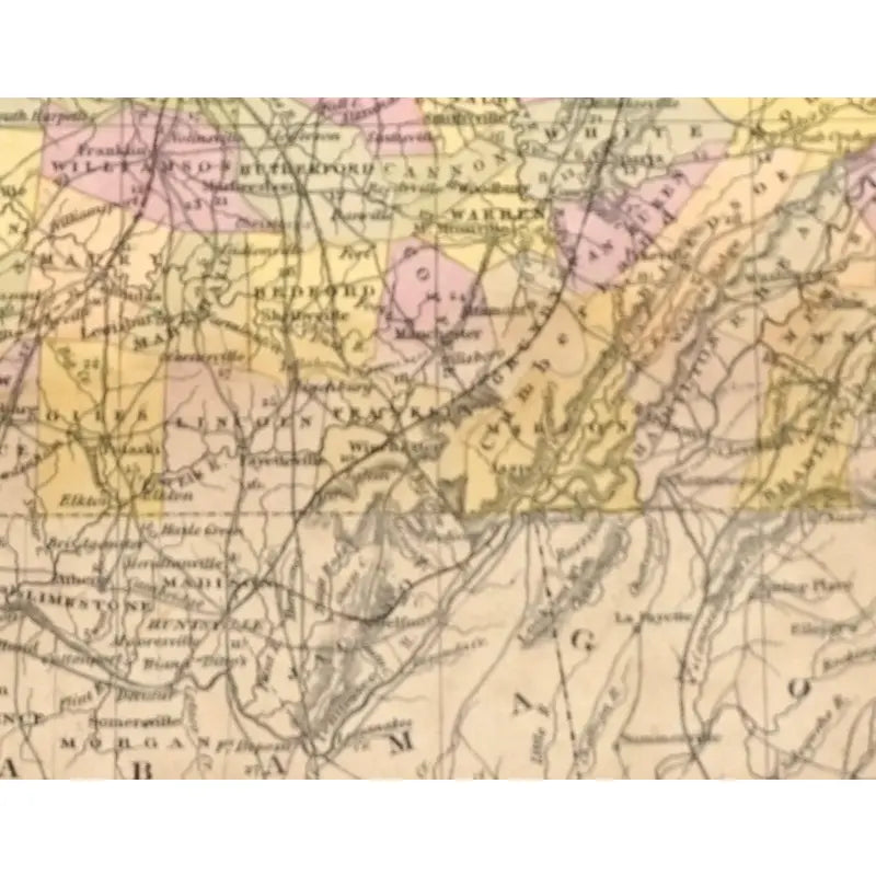 Original Antique Map of Tennessee, Usa, C.1800