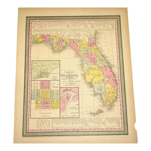 Original Antique Map of Florida,(USA), C.1800