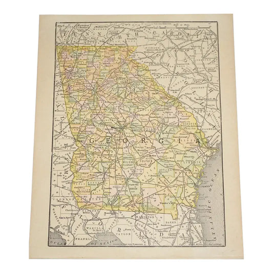Original Antique Map of Georgia, (Usa), C. 1800