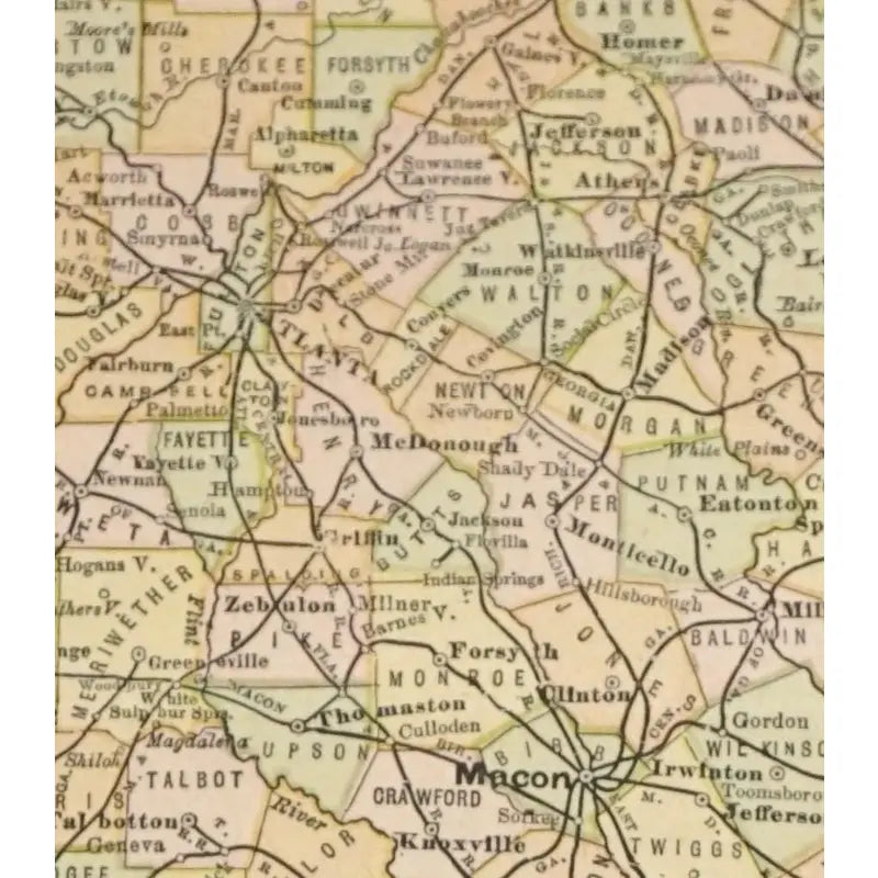 Original Antique Map of Georgia, (Usa), C. 1800