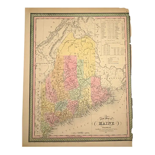 Original Antique Map of Maine,(USA), C. 1800