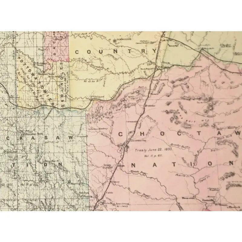 Original Antique Map of the American Indian Territory, USA, c.1800