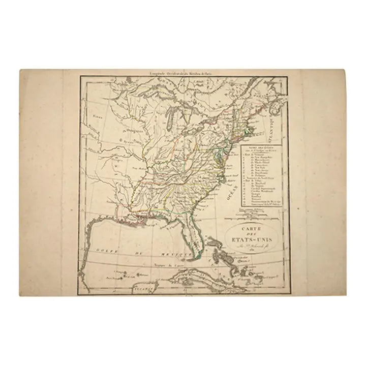 Original Antique Map of the South, Usa, C.1811