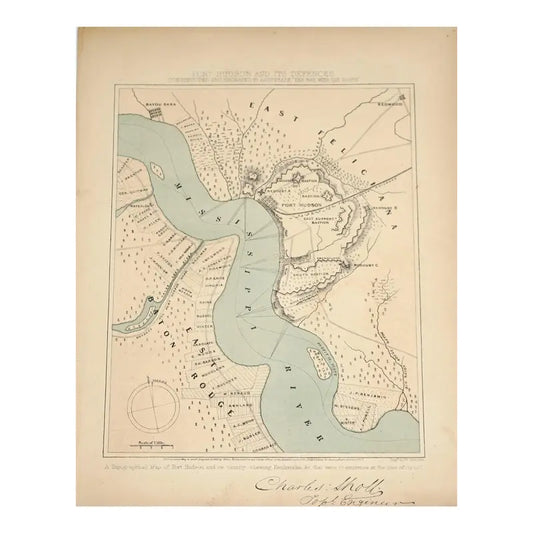 Original Antique Map of Vicksburg,(USA),C. 1800